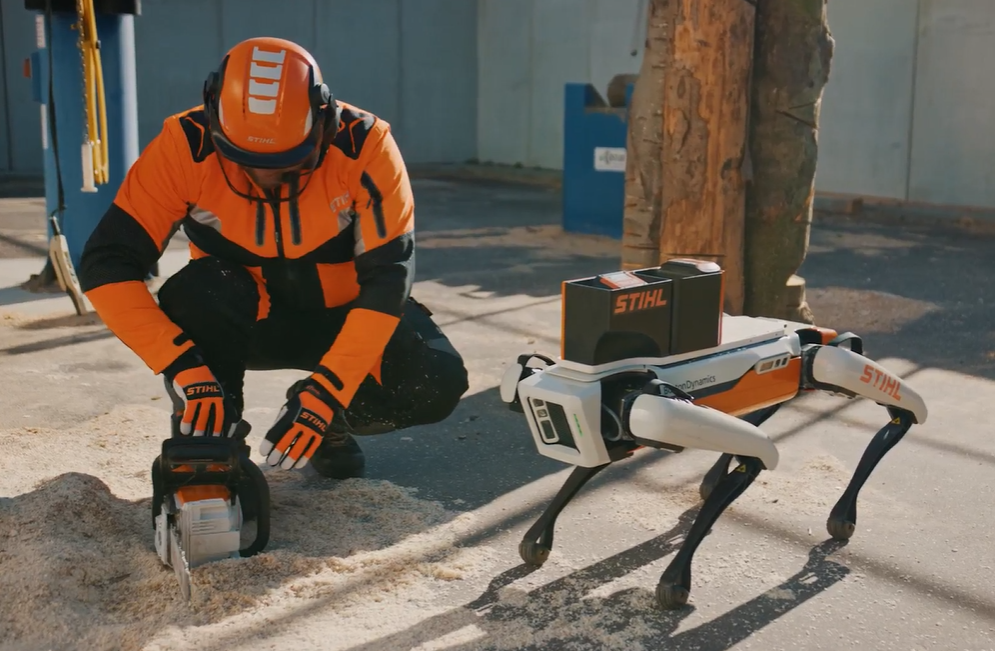 Man working together with Spot